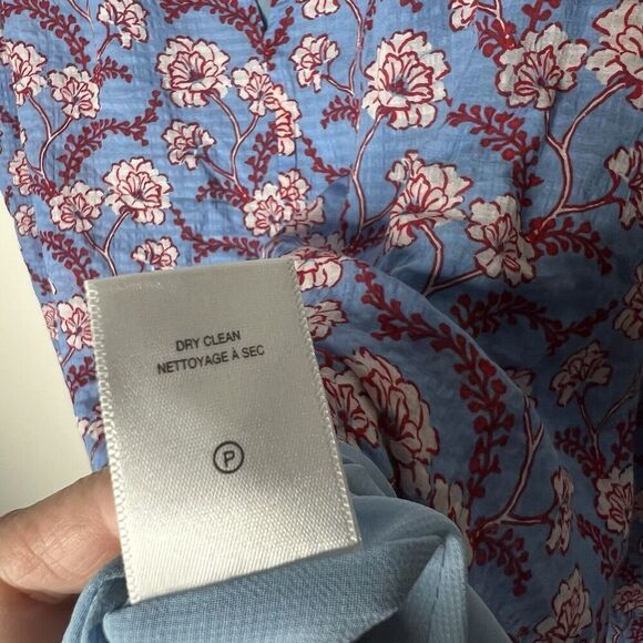 ALC Top Womens 4 Floral V Neck Flowy Lined Lightweight Boho Feminine Blue Shirt - Picture 7 of 14